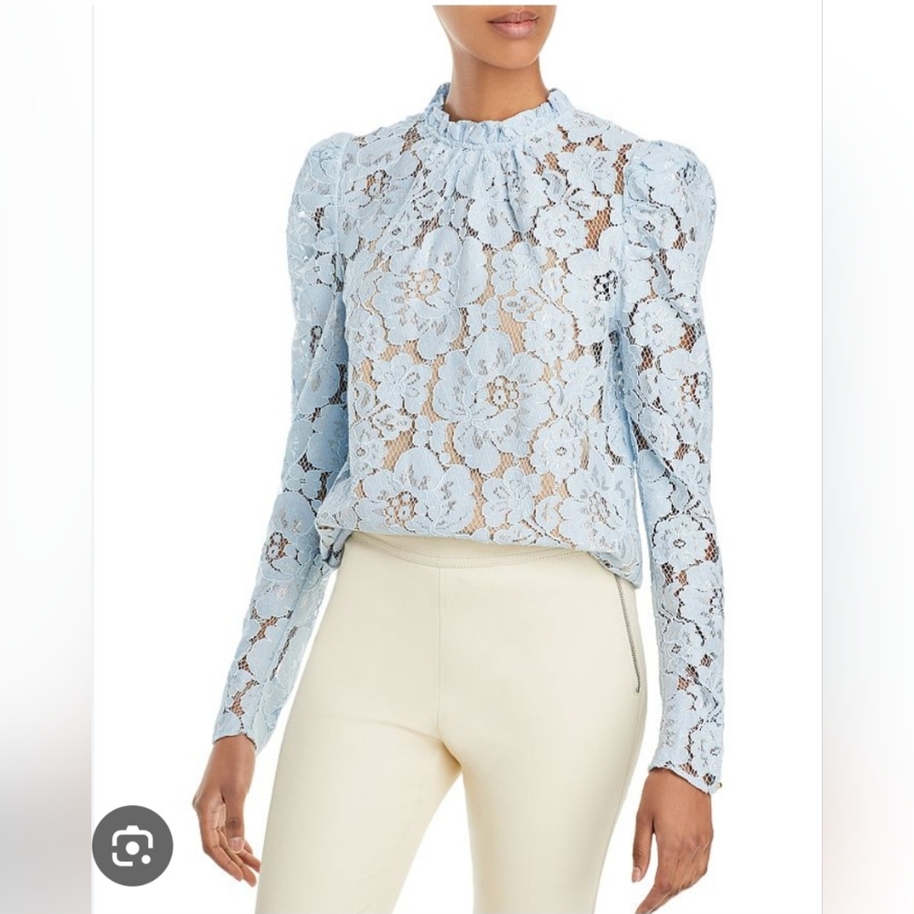 WAYF Puff Sleeve Lace Top